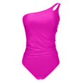 thumbnail image 5 of Yindaity One Shoulder One Piece Swimsuit for Women Tummy Control Bathing Suits Modest Full Coverage Keyhole Swimwear Hot Pink,L, 5 of 5