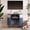 Blue US standard, variant on Mid-Century Modern Record Player Stand with Vinyl Storage – Large Round Turntable Table – Open Shelves – Charging Station & USB Ports – Stereo Cabinet for Living Room, Bedroom– Blue US Standard
