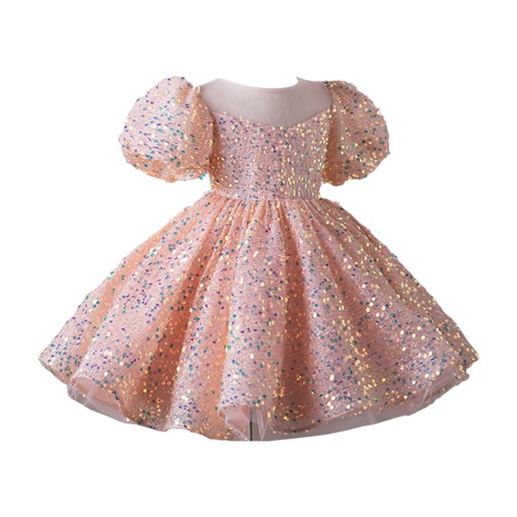 Bysome Cute Baby Toddler Girls Dress Kids Cute Sequin Glitter Party Carnival Gown Princess Formal Dress For 5-6 Years