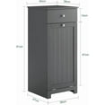 thumbnail image 2 of XiHuaZhaoChen Slim Short Laundry Cabinet with Hidden Hamper Bathroom Freestanding Chest Unit with Narrow Sliding Drawer Bath Tilt-Out Basket, Grey, 2 of 9