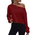 thumbnail image 2 of Msgweeeg Off-Shoulder Pullover Sweatshirt, Lightweight, Women's S-XXXL, 2 of 8