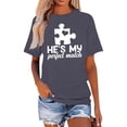 thumbnail image 2 of Chandails Assortis pour Couples T-Shirts Saint-Valentin Imprimé Lettres Dentelle Col Rond Manches Courtes T-Shirt Mode Ample Décontracté T-Shirt Confortable Doux Respirant Mari Femme Blouse Tee Blanc TG, 2 of 5