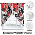 thumbnail image 3 of Color Block Triangle Swag Curtain Valance for Windows, Black Red Stitching Window Treatments Short Swag Topper for Kitchen Windows Bathroom Bedroom, 28"x36", 3 of 8