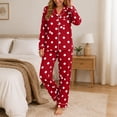thumbnail image 6 of Blmnix Sleepwear Sets Womens Sleepwear Bamboo Pajamas Button Up Pajamas Pajamas Straight-Leg Long Sleeve Red Collared Full Summer Pajamas for Women,M, 6 of 6