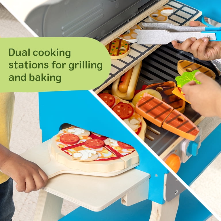 Melissa & Doug FSC Certified Deluxe Wooden BBQ Grill, Smoker, and