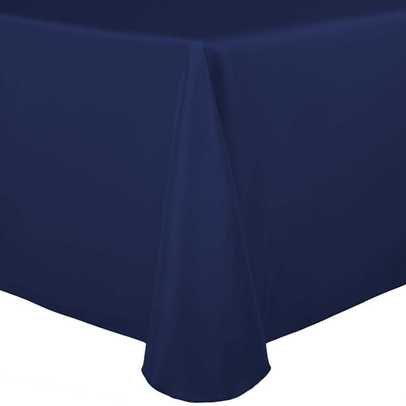 Ultimate Textile (5 Pack) 72 x 120-Inch Oval Polyester Linen Tablecloth - for Home Dining Tables, Navy Blue