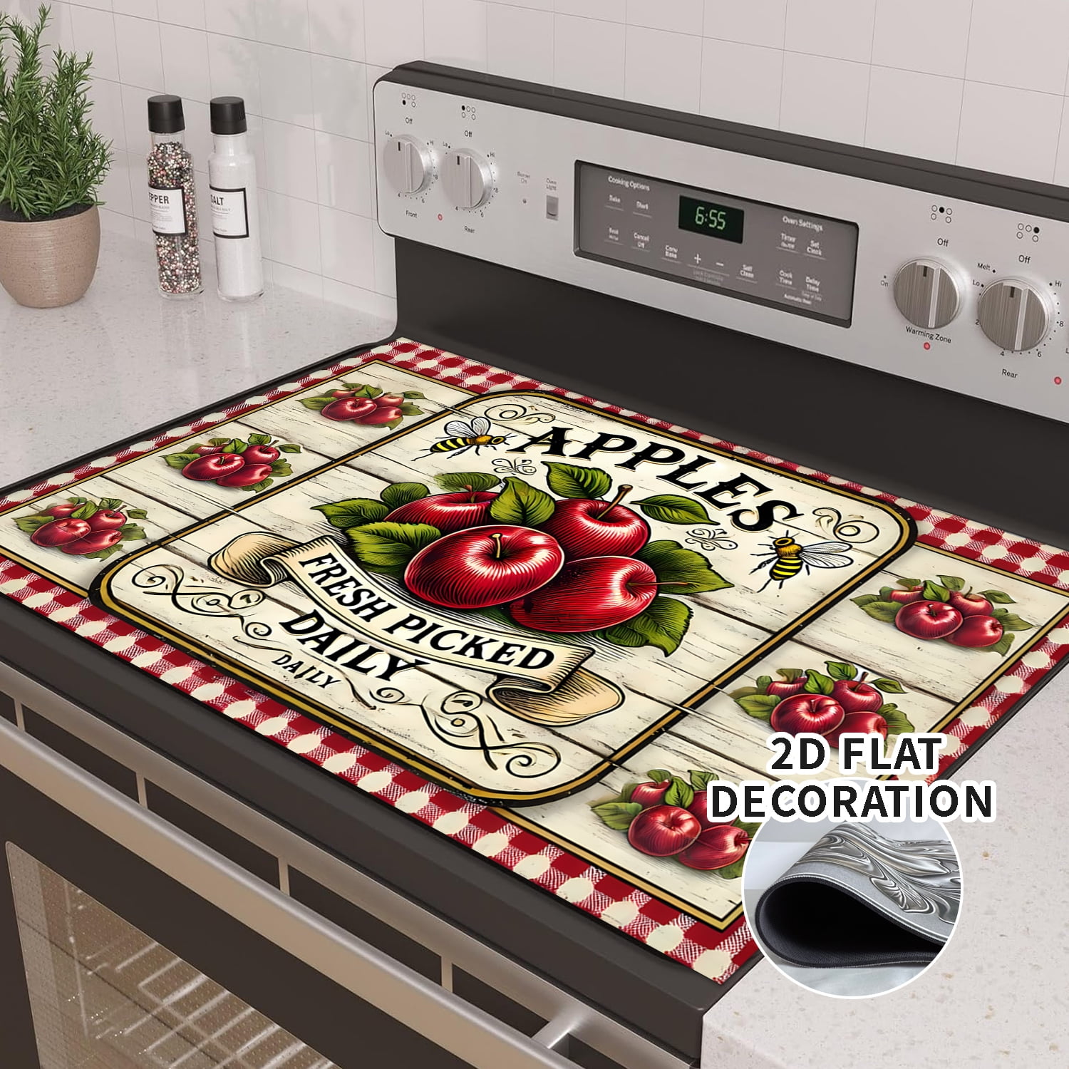 Stove Top Cover for Electric Stove 28 "x 20 ", fruit pattern Heat Resistant Glass Top Stove Cover Protector, Induction Cooktop Protector Stove Top Covers Mat, Kitchen Flat Stove Top Covers