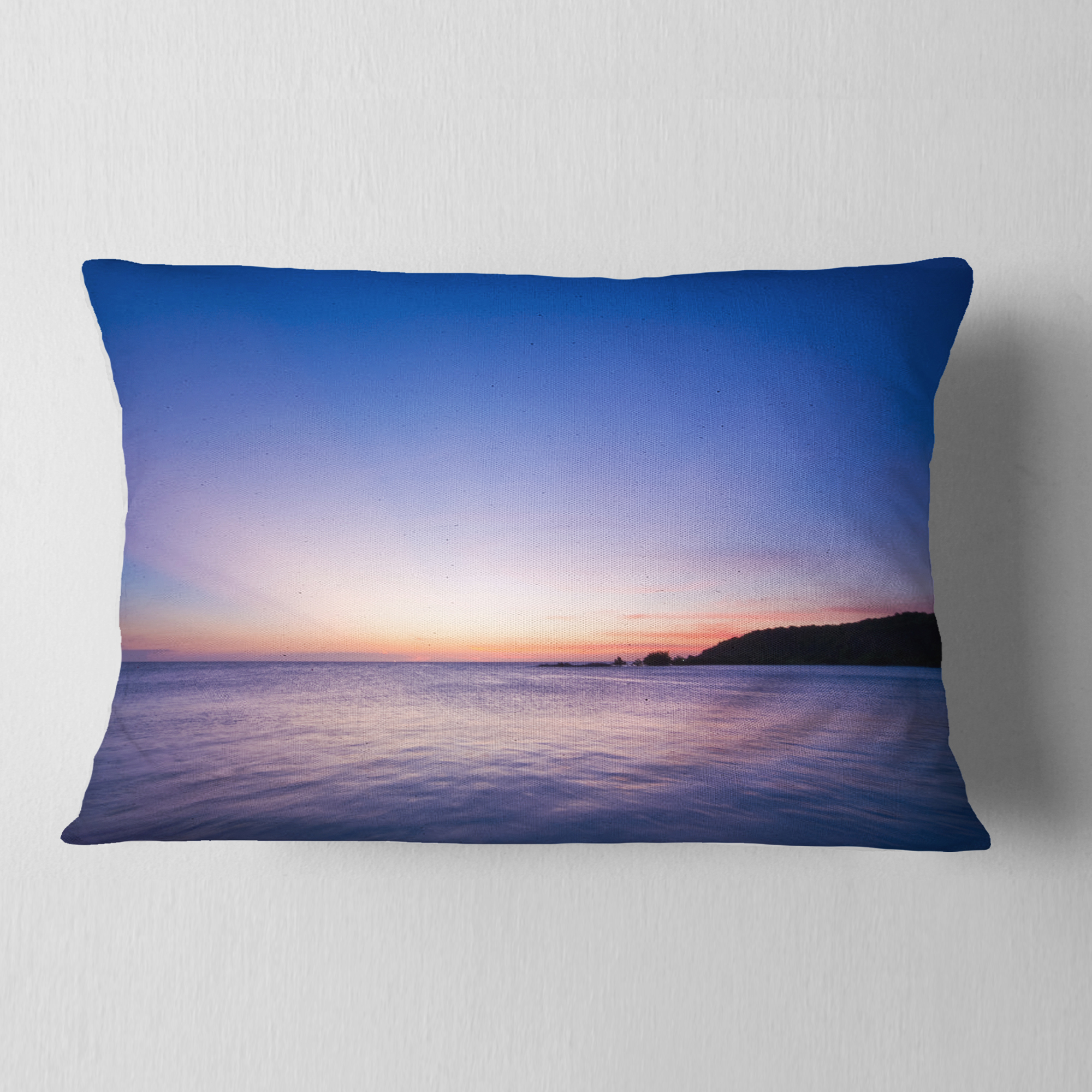 Designart 12" x 20" Blue Polyester Throw Pillow