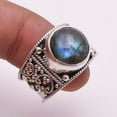 thumbnail image 2 of Navya Craft Labradorite Round 925 Sterling Silver Handmade Women Statement Ring Size 8.0, 2 of 4