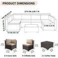 thumbnail image 2 of 7-Piece Modular Outdoor Conversational Furniture Set, Wicker Sectional Sofas, Patio Furniture Set w/ Tempered Glass Table and Cushions -- Brown, 2 of 4