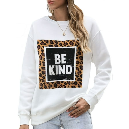 Letter Print Casual Sweatshirt Tops for Women Long Sleeve Baggy Funny ...
