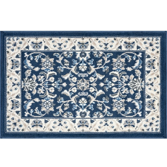 Madison Traditional 2' x 3' Dark Blue Polypropylene Indoor Area Rug