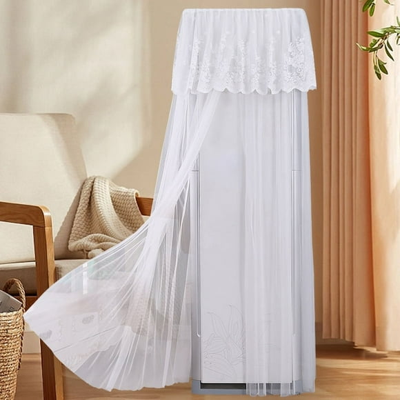 Nvzi Cubierta de aire acondicionado vertical cuadrada de encaje blanco de 1 pieza, no es necesario quitar la decoración de la cubierta antipolvo al comenzar, 50 * 30 * 170 cm (Estilo 2)