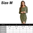 thumbnail image 2 of Vestidos midi de punto tipo gofre con cuello redondo y cintura imperio de manga larga para mujer （verde）,M, 2 of 5