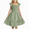 thumbnail image 2 of Girls Summer Dresses Ruffle Flutter Sleeve Square Neck Ruffle Beach Teen, 2 of 5