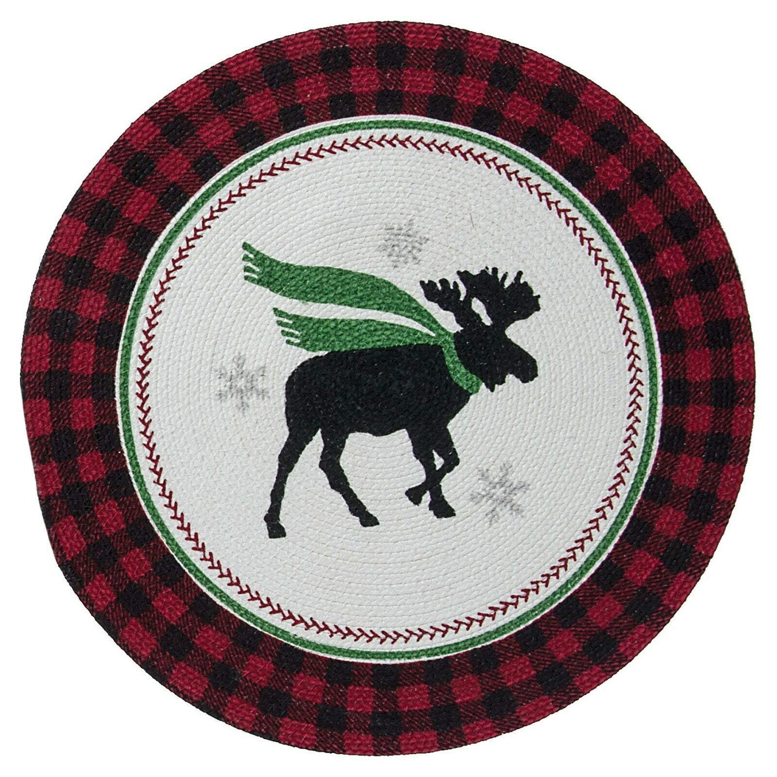 Set of 4 CAMP CHRISTMAS Moose Braided Placemats, 14.5" Round, by Kay