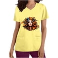 thumbnail image 2 of lcziwo Womens Scrub Tops 2025 Mardi Gras Printed Summer Shirts Stretchy V Neck Short Sleeve Nursing Scrubs Blouse with Pockets Yellow S Sales Today Clearance, 2 of 6