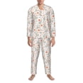 thumbnail image 3 of Salouo Flower Rabbit Print Button-Front Long Sleeve Pajama Set for Men, Soft 2Pjs Men's Long Sleeve Sleepwear-XX-Large, 3 of 7