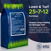 Supply Solutions 25-7-12 Lawn and Turf Fertilizer 15% Slow Release Nitrogen - Supply Nutrients for Lawn Grass and Garden Plants for Greener Look (25lbs)