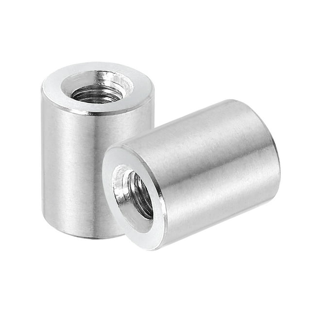 Uxcell 2Pcs 304 Stainless Steel M8x1.25mm Round Coupling Nuts, 0.63x0.79"(ODxH)
