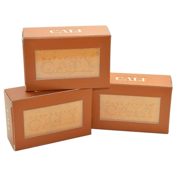 Baronessa Cali Tarocco Jabón limpiador de piel con exfoliante, jabón de aceite de oliva hidratante profundo con extractos de naranja roja siciliana, 5.3 onzas, paquete de 3