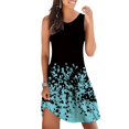 thumbnail image 2 of Wycnly Womens Dresses Beach Holiday Slim Swing Tunic Tank Mini Sun Dresses Sleeveless Round Neck Floral Short Summer Dress Light Blue XL Clearance Clothes, 2 of 6