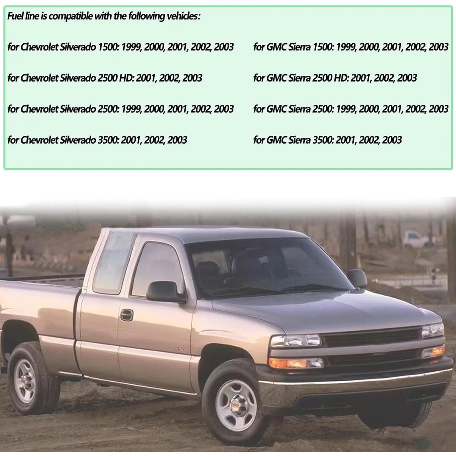 SS Braided Fuel Supply Return Vapor Lines Kit for Silverado Sierra V8 1999-03 Easy Installation, Gas & Flex