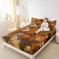 thumbnail image 3 of Manfei Terrazzo Tile Queen Sheets, Abstract Stone Mosaic Queen Sheet Sets, Brown Violet, 4 Pieces, 1 Flat Sheet, 1 Fitted Sheet and 2 Pillowcases, 3 of 6