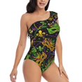 thumbnail image 3 of Gaeub Mardi Gras Surface Women's One Shoulder Ruffle Tummy Control Swimwear for Swimming Surfing Beach Party - XX-Large, 3 of 8