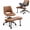 Brown, variant on Ergonomic Cross-Legged Accent Chair – Wide Criss Cross PU Leather Seat, 360° Swivel, Adjustable Height, High Lumbar Support, Sturdy Steel Base, Meditation, Yoga & ADHD, with Wheels – Grey
