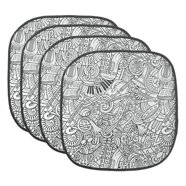 ambitie Onderscheid Floreren Music Chair Seating Cushion Set of 4, Outline Monochromatic Doodle in  Chaotic Design with Musical Themed Elements, Seat Pads with Anti-slip  Backing, 16"x16", Charcoal Grey White, by Ambesonne - Walmart.com
