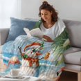 thumbnail image 4 of Blue Coastal Christmas Fleece Throw Blanket for Couch, Xmas Snowman Flamingo Microfiber Flannel Blanket for All Season, Lightweight Fuzzy Plush Throw Blankets for Gifts, Office, 40"x50", 4 of 9