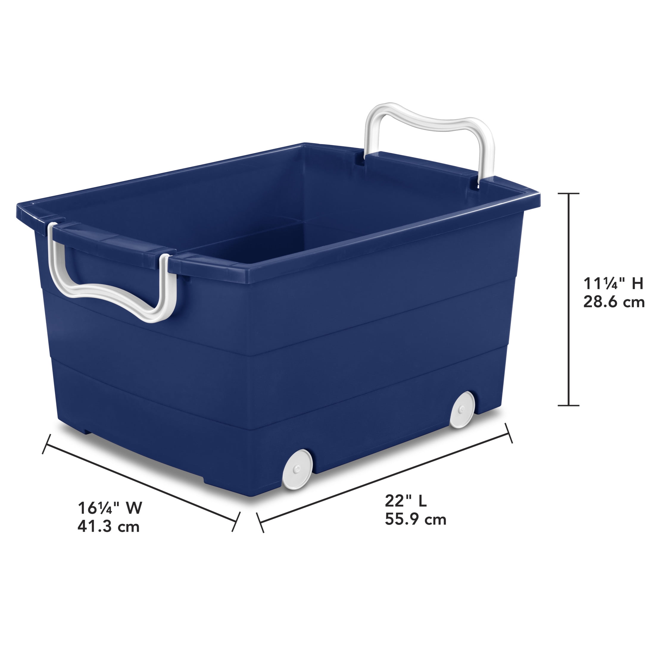 Your Zone Kids Rolling Toy Storage Bin with Handles, Blue, 22 in x 16 in x 11 in