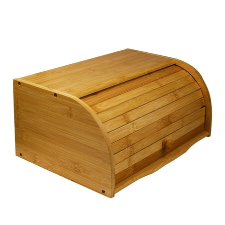 BN-LINK Bread Box, Bamboo Wood Bread Storage Box for Kitchen Countertop, Assembly Required Bread Bin