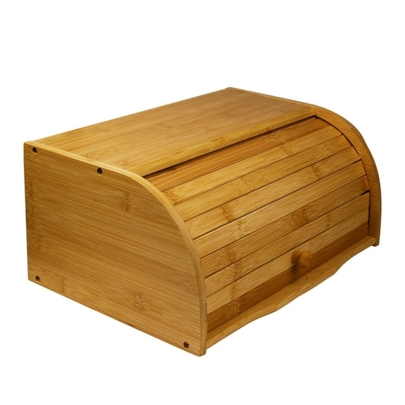 BN-LINK Bread Box, Bamboo Wood Bread Storage Box for Kitchen Countertop, Assembly Required Bread Bin