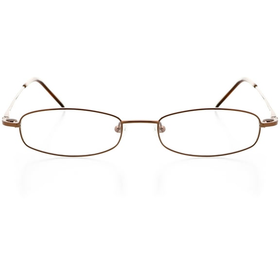 Unisex Optical Eyewear - Oval Shape, Metal Full Rim, Latte