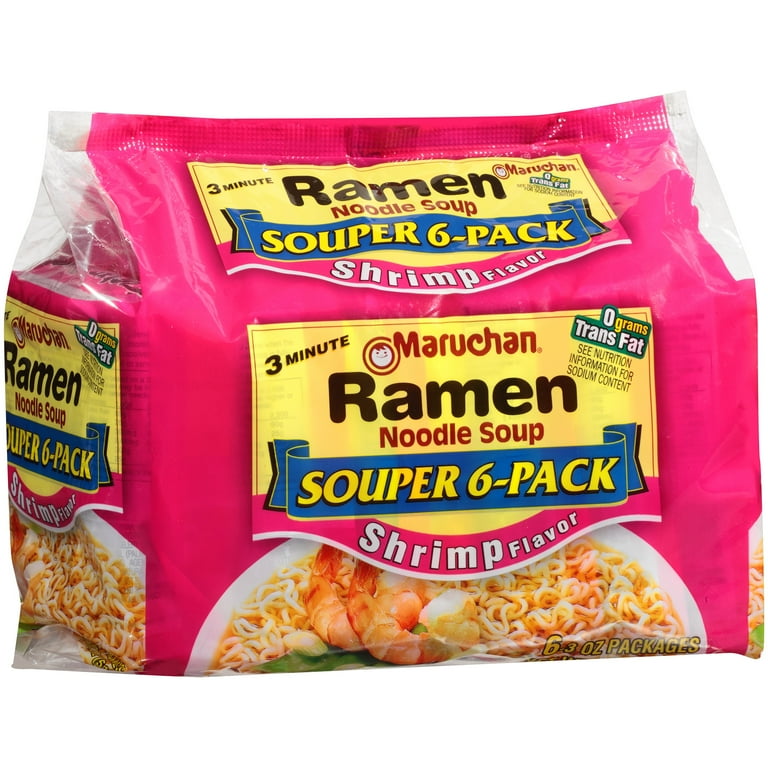 Maruchan Instant Shrimp Flavored Ramen Noodle Soup, Souper 6 Pack