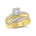 thumbnail image 2 of Diamond Princess 14kt Yellow Gold His Hers Princess Diamond Cluster Matching Wedding Set 5/8 Cttw, 2 of 4