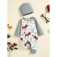 thumbnail image 2 of Toddler Baby Boy Girl My 1st Christmas Outfit Romper Striped Santa Letters One Piece Romper Bodysuit, 2 of 9