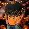 thumbnail image 4 of Halloween Corduroy Shirt for Men Spooky Bat Print Short Sleeve Graphic Tees Halloween Costumes Orange 3XL, 4 of 7
