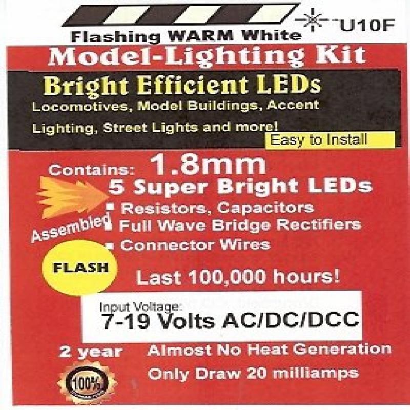 10 WARM WHITE 1.8MM LEDS FOR S SCALE HEADLIGHTS 