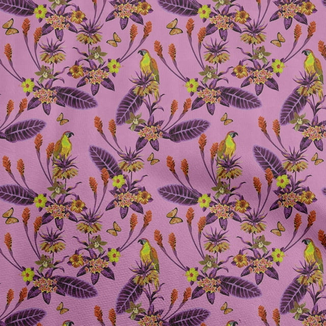 oneOone Polyester Spandex Purple Fabric Tropical Sewing Craft Projects Fabric Prints By Yard 56 Inch Wide