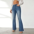 thumbnail image 2 of Women's Bootcut Ripped High-Rise Jeans, Slim Fit Denim Pants with Distressed Details & Elegant Silhouette,Blue L, 2 of 5