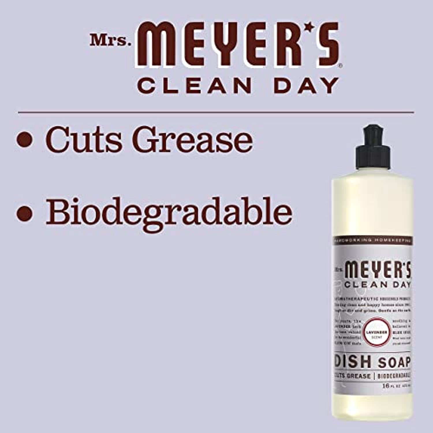 Mrs. Meyer,S - Clean Day Liquid Dish Soap Lavender - 16 Oz.3 Pack