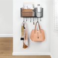 thumbnail image 2 of mDesign Metal Storage Organizer Basket with 6 Hooks - Wall Mount - Black, 2 of 7