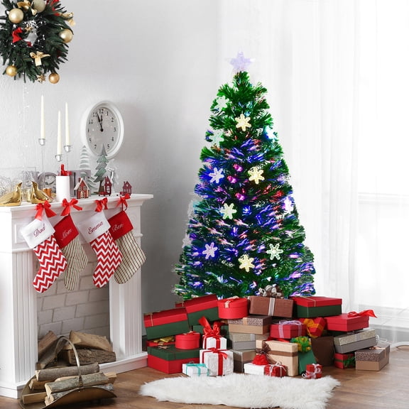 Costway Pre-Lit Fiber Optic Christmas Tree Multicolor Lights 4FT