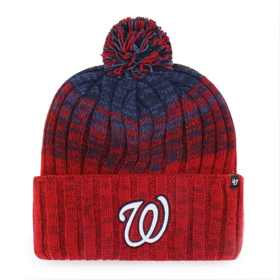 Men's '47  Red Washington Nationals Cascade Cuffed Knit Hat with Pom