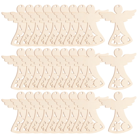 Supvox 30pcs Unfinished Wood Cutouts Angel Shape Craft Supplies for Festival Decoration