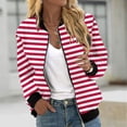 thumbnail image 7 of Ftwytp Womens Casual Jacket Long Sleeve Full Zip Coats Solid Pocket Jacket Outwear Sportswear Coats Stripe Print Cardigan Outwear Zipper Sweatshirts, 7 of 7