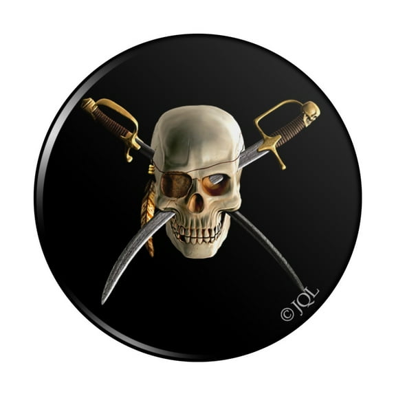 Pirate Skull Crossed Swords Patch Kitchen Refrigerator Locker Button Magnet